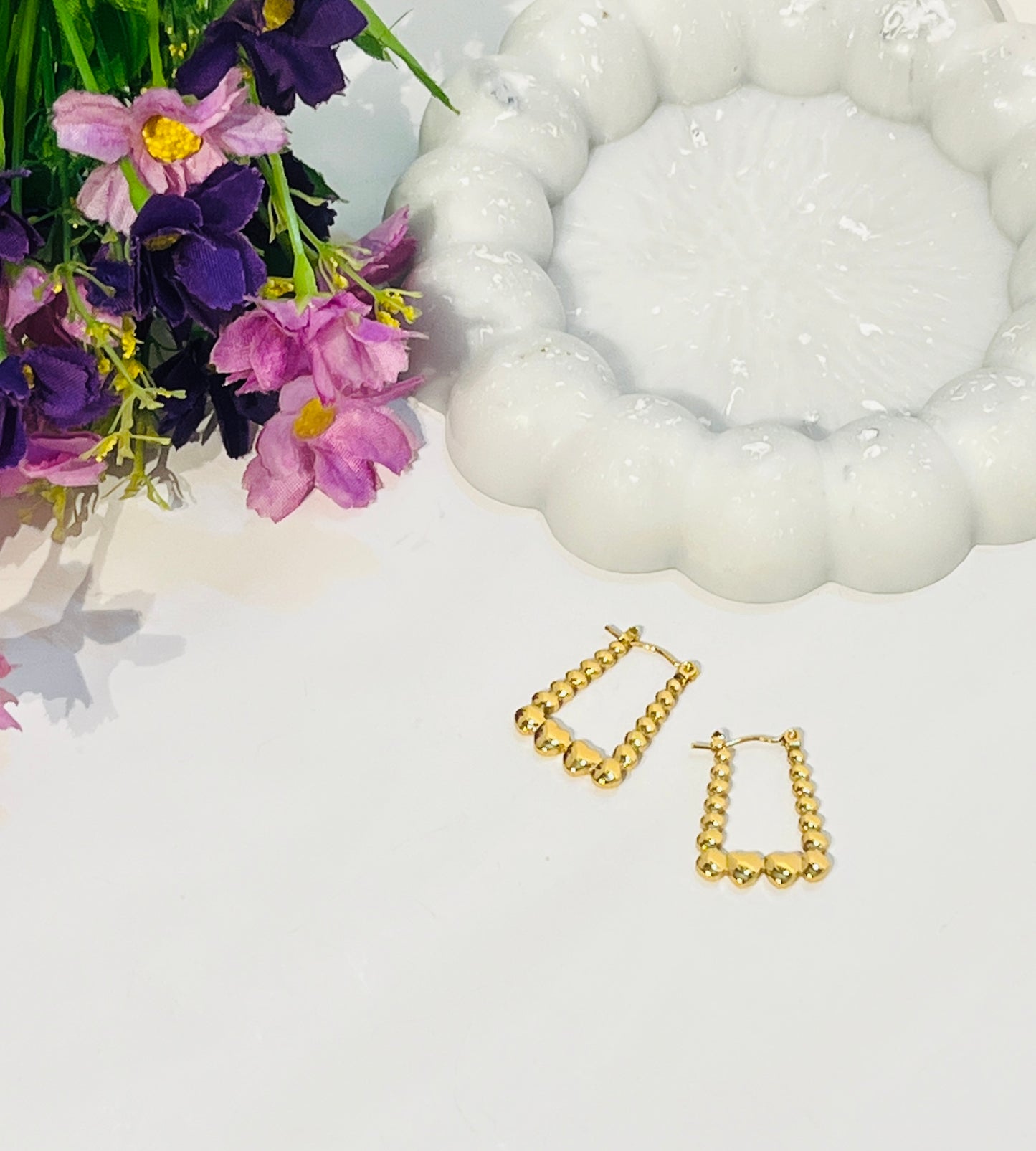 Anti tarnish Long Heart Hoops