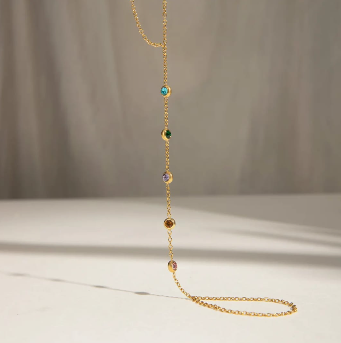 Anti Tarnish Gold Plated Multicolour Minimal Hathful Bracelet