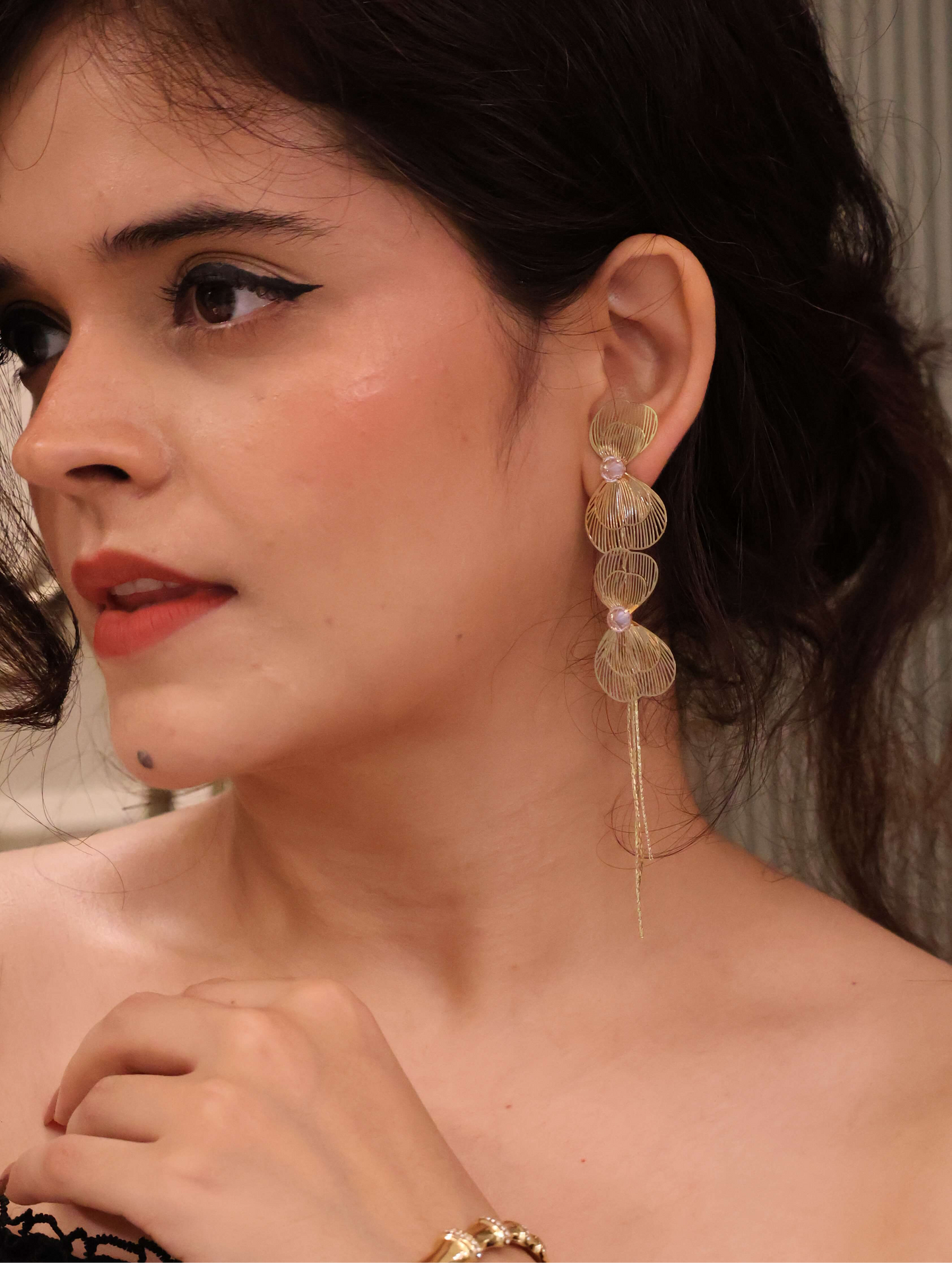 Golden Petal Trail Earrings