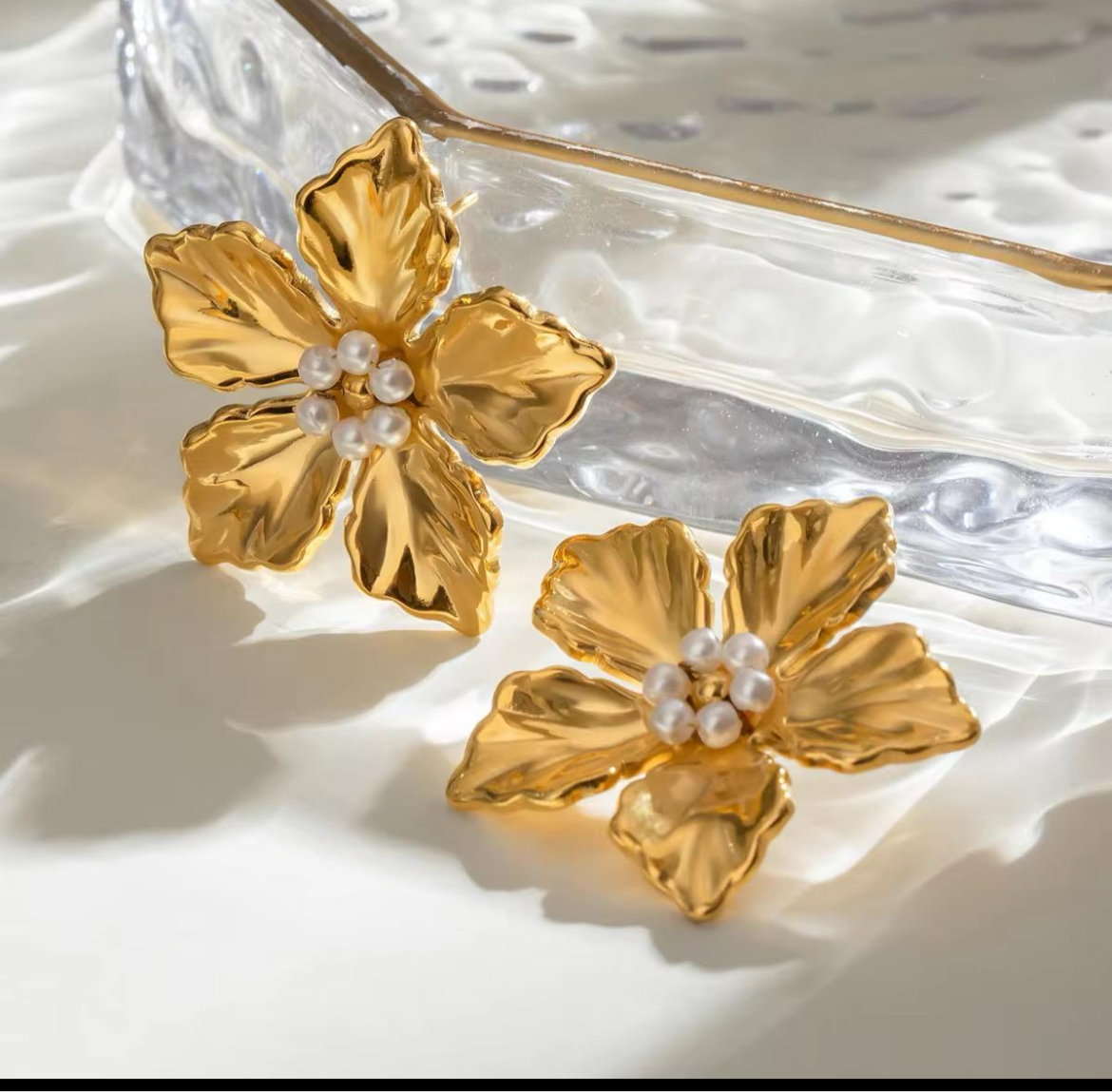 Anti-Tarnish Gold Plated Flower Statement Tops