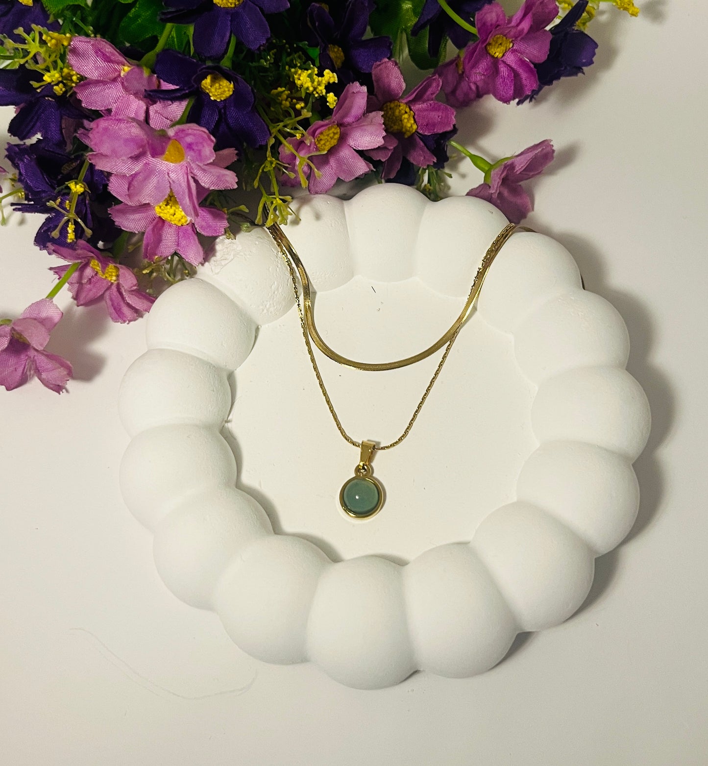 Double layer Jade Demi Fine Necklace