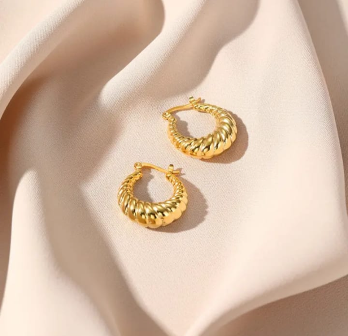 Anti-Tarnish Gold Plated Crescent Hoops