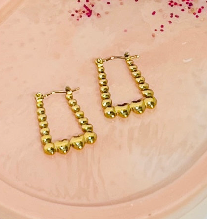 Anti tarnish Long Heart Hoops