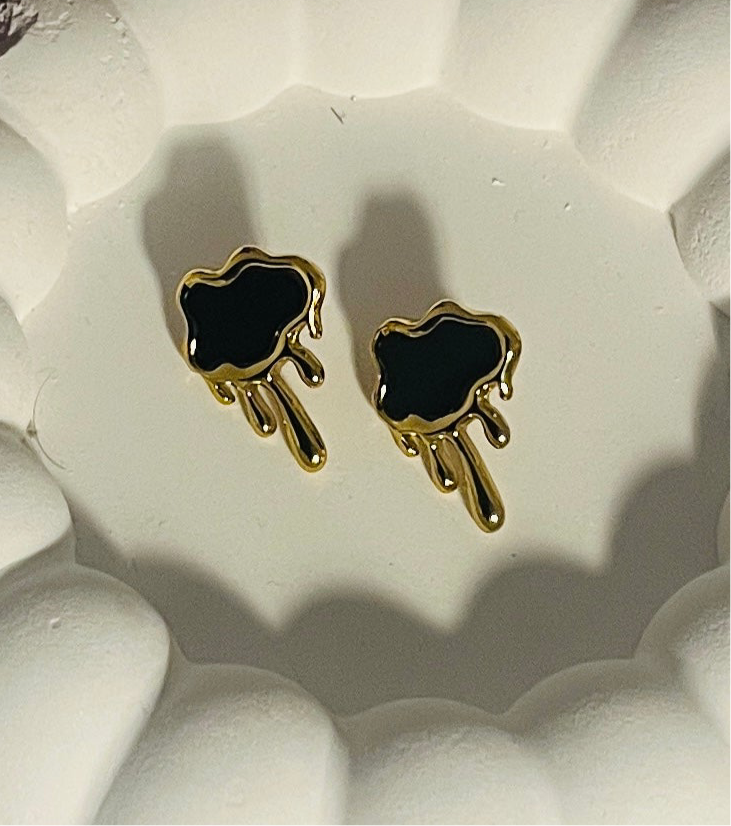 Black Cloud Drop Earrings