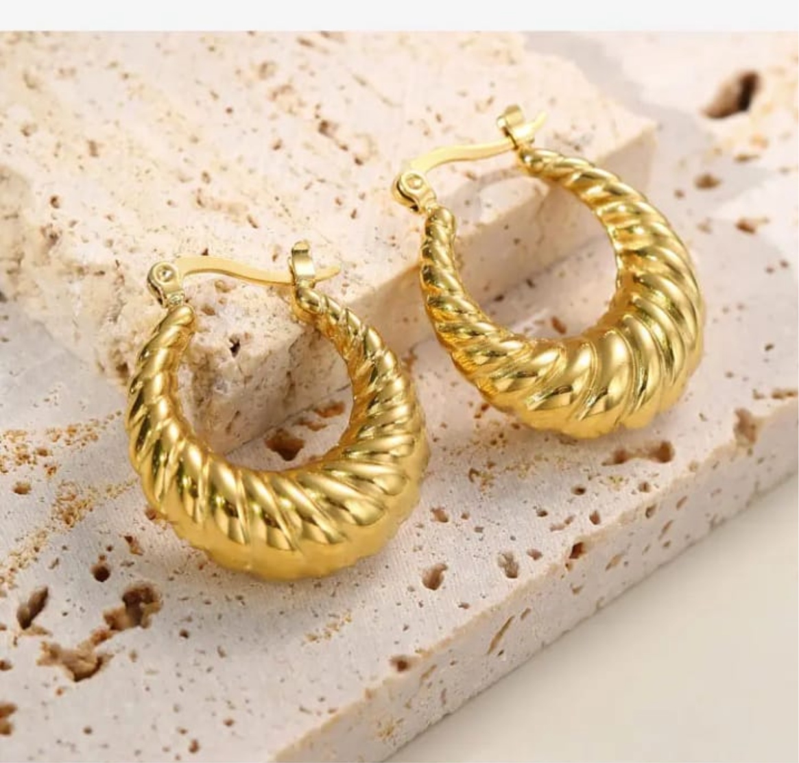 Anti-Tarnish Gold Plated Crescent Hoops