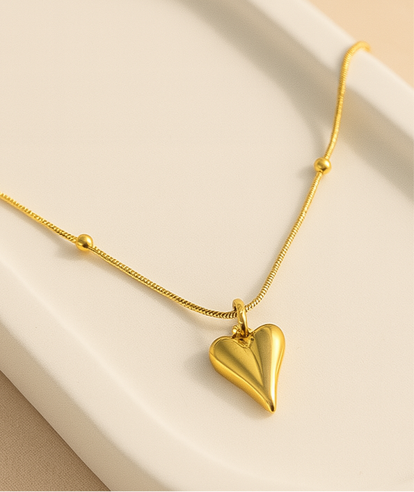 Anti Tarnish Gold Plated Necklace with Heart Pendant