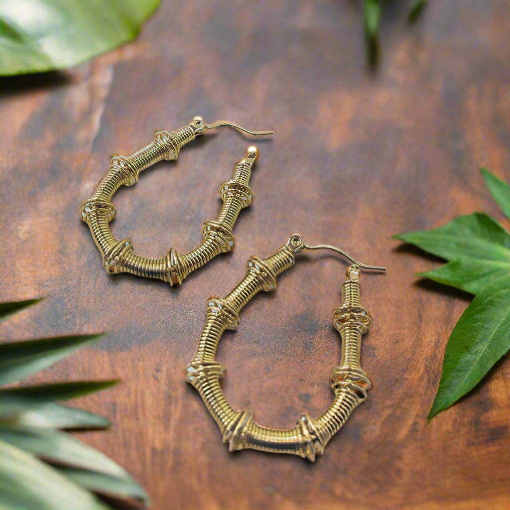 Stainless Steel Medium Hoop Style Earrings