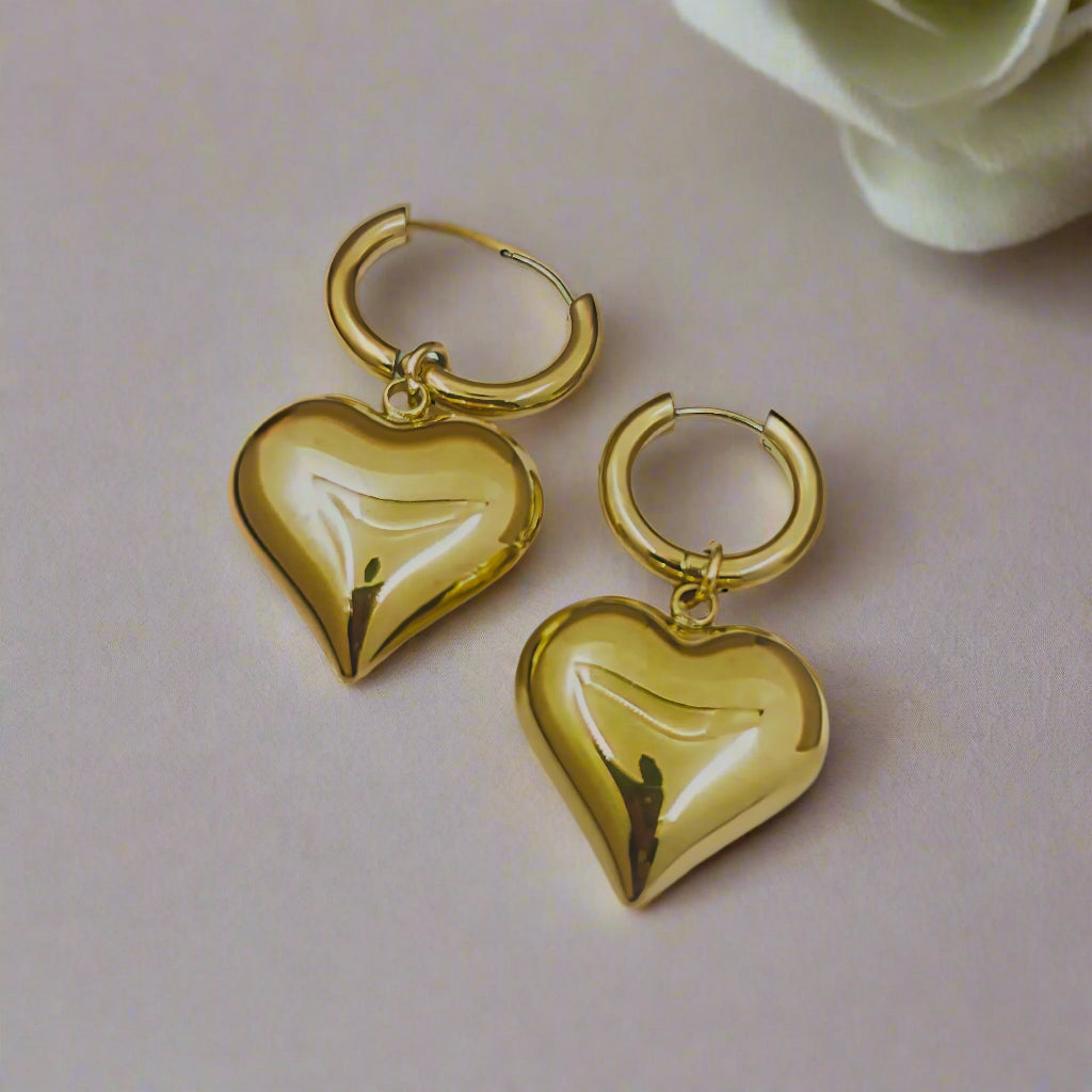 Anti-Tarnish Gold Plated Premium Heart Design Danglers