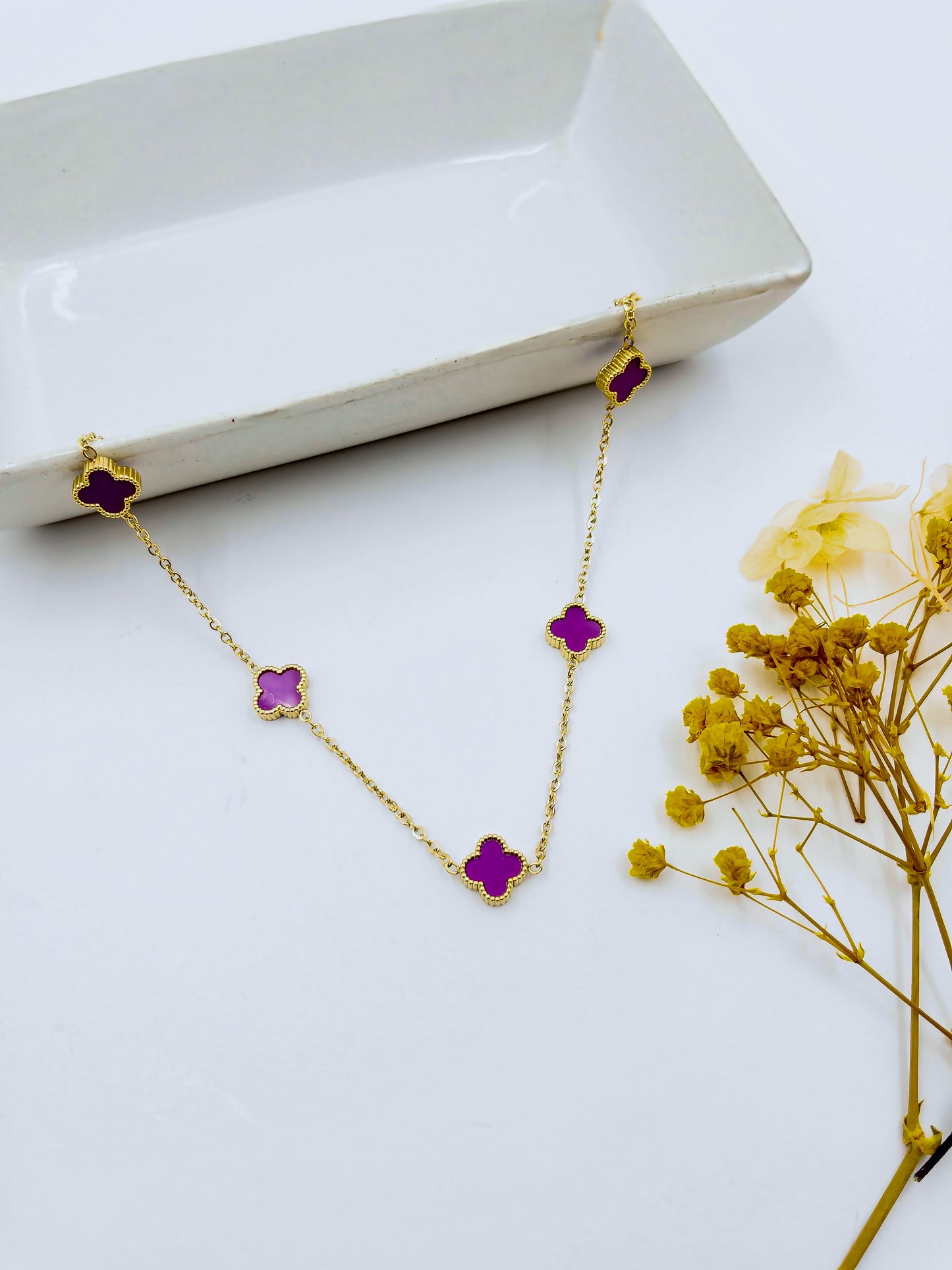 Anti-Tarnish Clover Locket Necklace