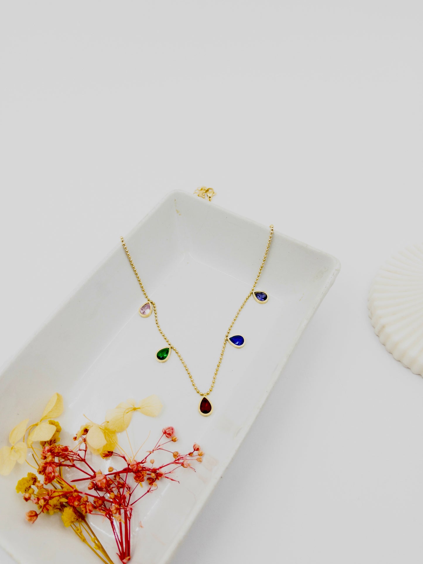 Anti-Tarnish Multi Colour Stone Necklace