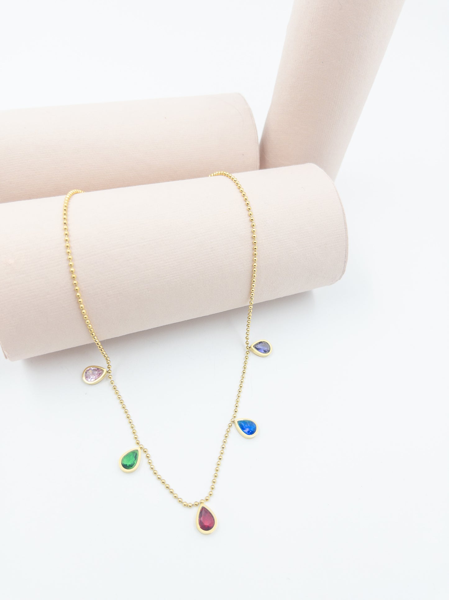 Anti-Tarnish Multi Colour Stone Necklace