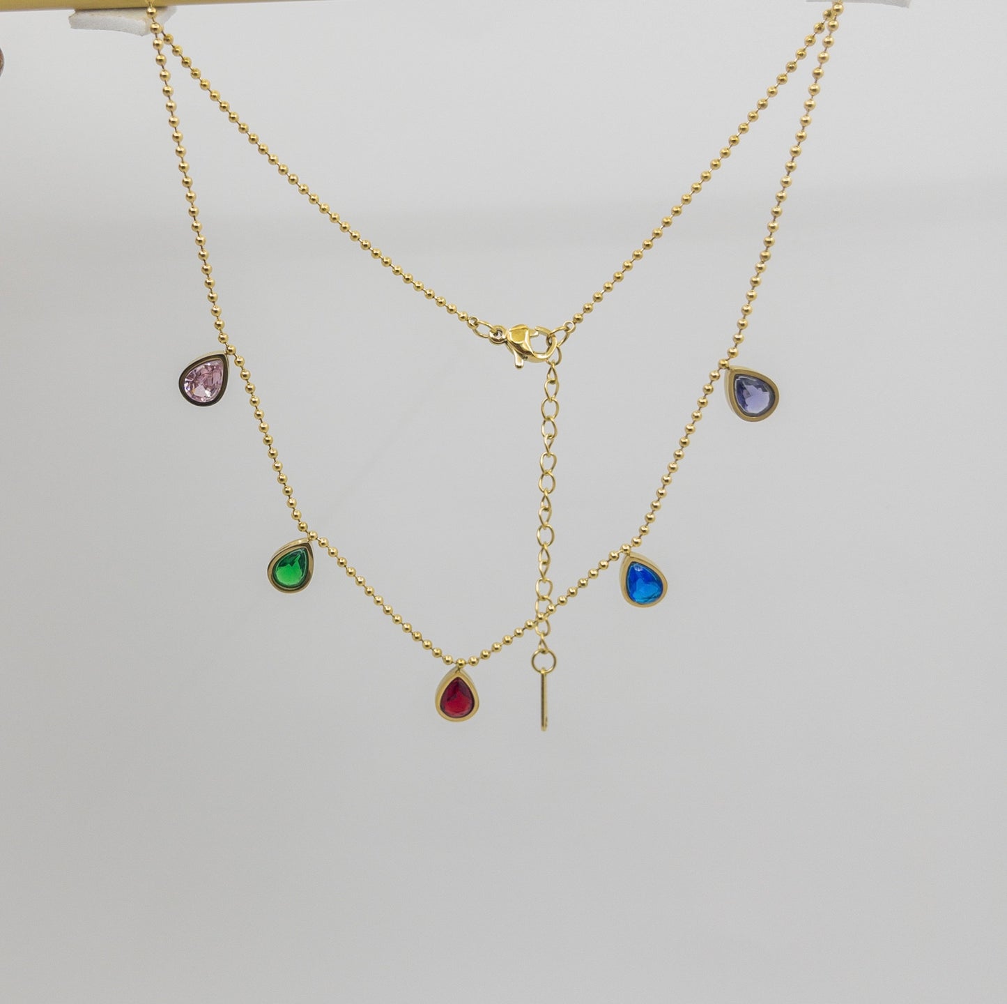 Anti-Tarnish Multi Colour Stone Necklace