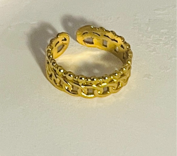 Anti tarnish Adjustable Double Layer chain Ring