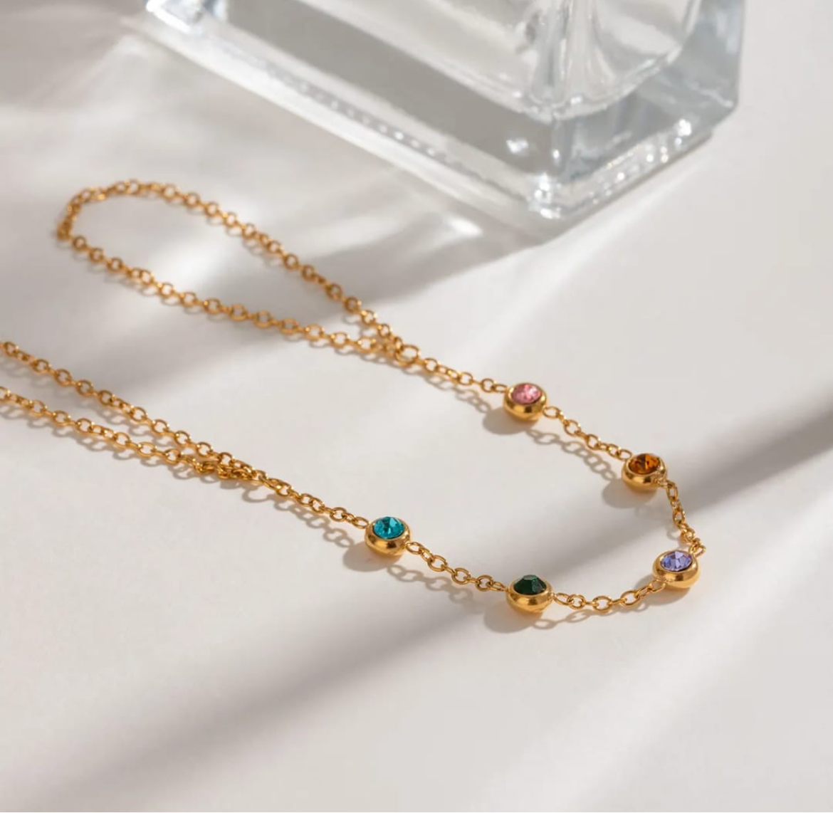 Anti Tarnish Gold Plated Multicolour Minimal Hathful Bracelet