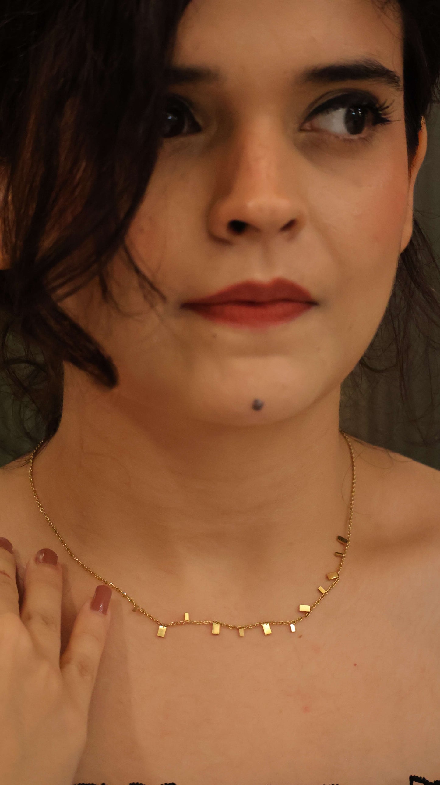 Dainty Beaded Gold-Tone Choker Necklace