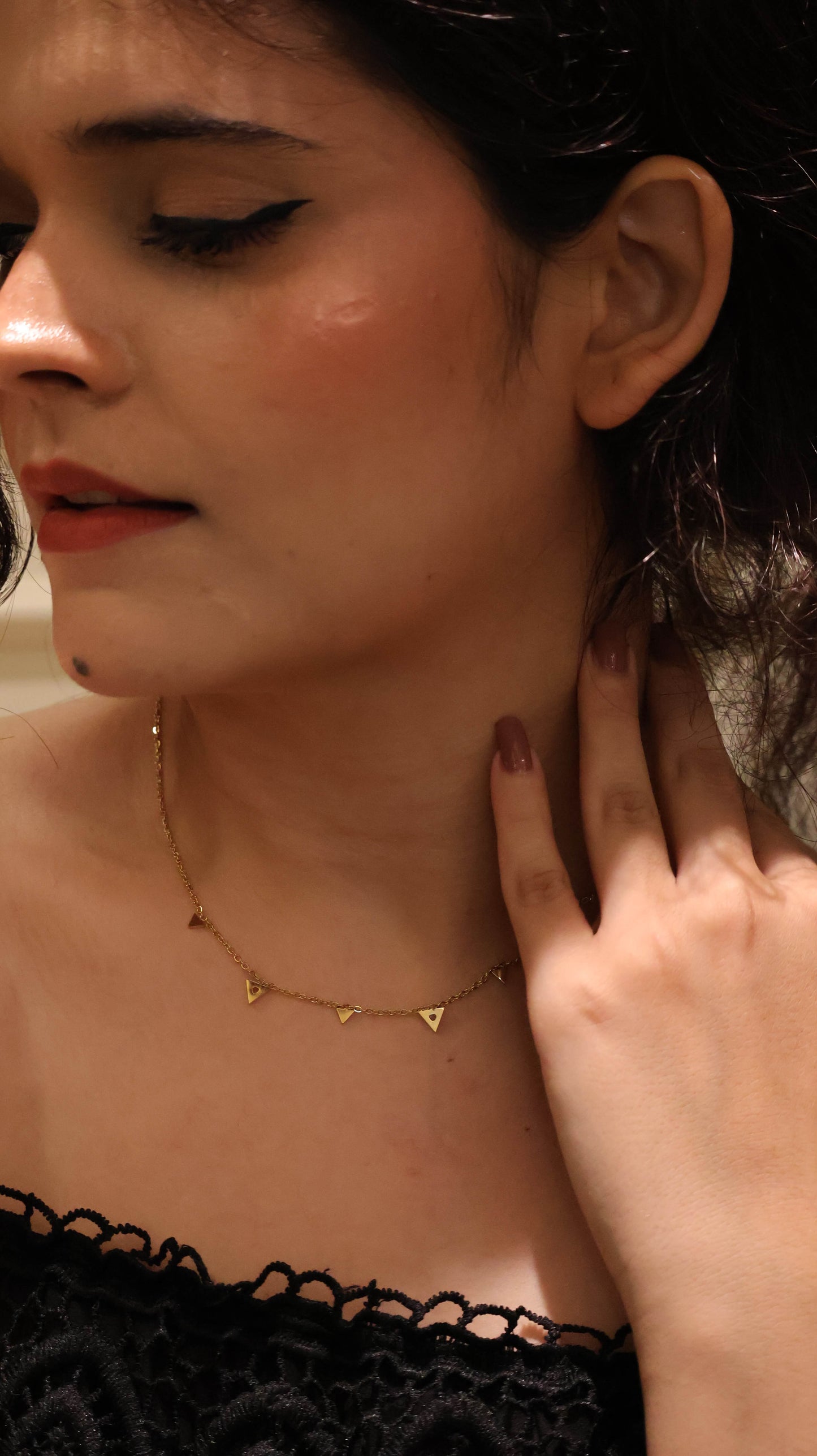 Dainty Gold-Tone Charm Choker Necklace