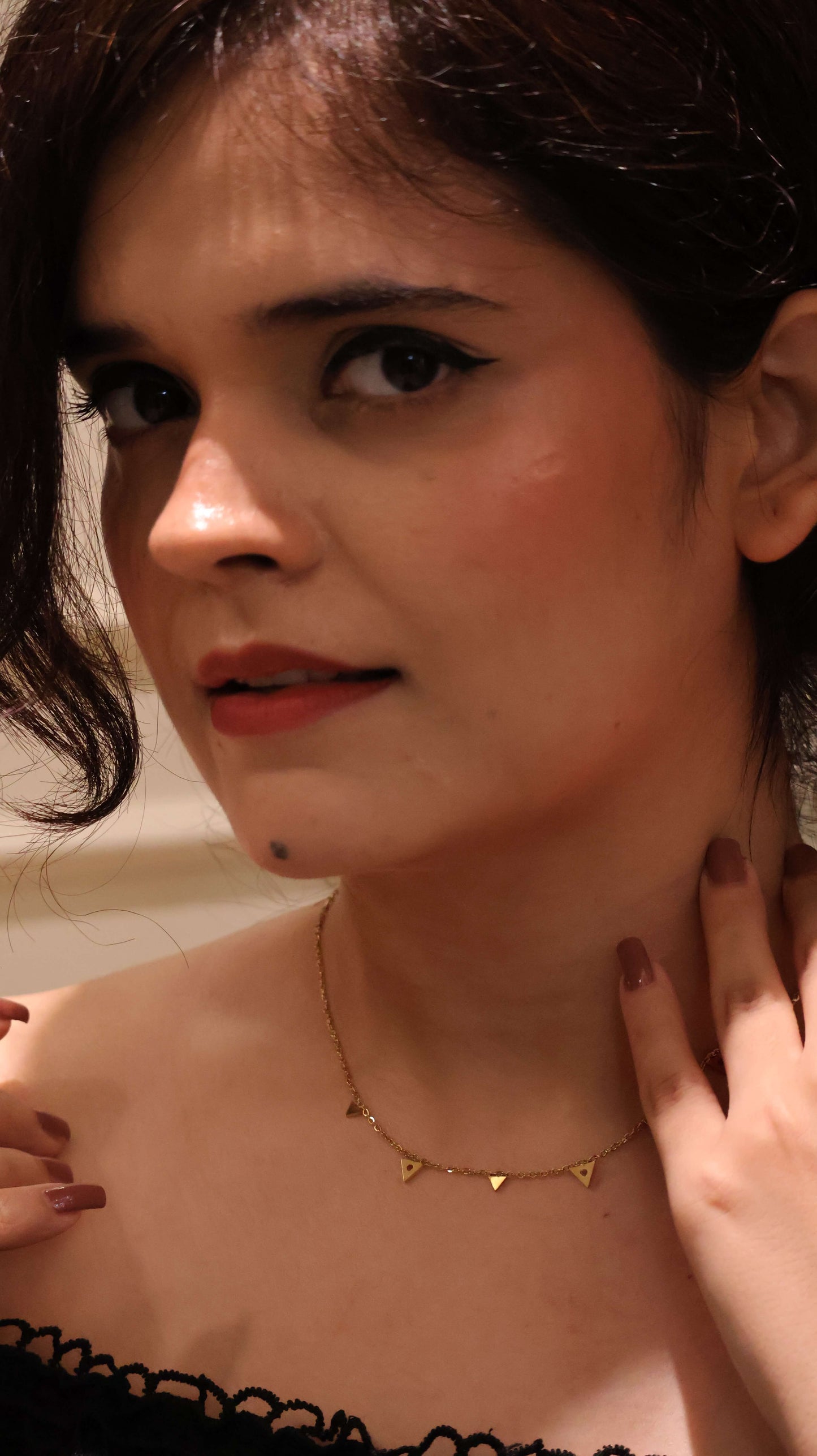 Dainty Gold-Tone Charm Choker Necklace