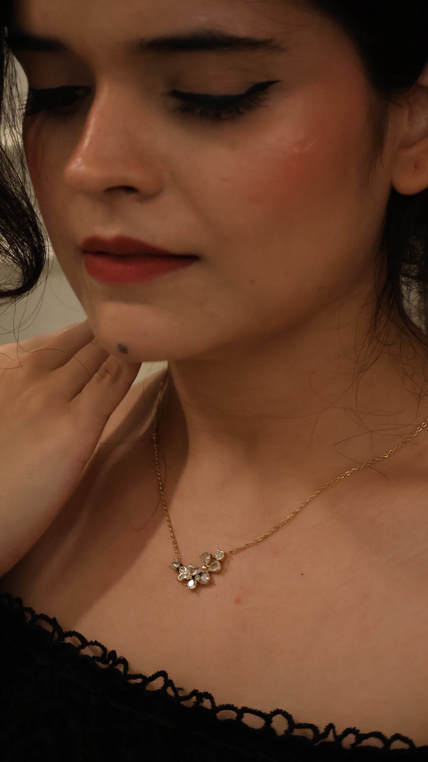 Enchanting Floral Cluster Gold-Plated Necklace