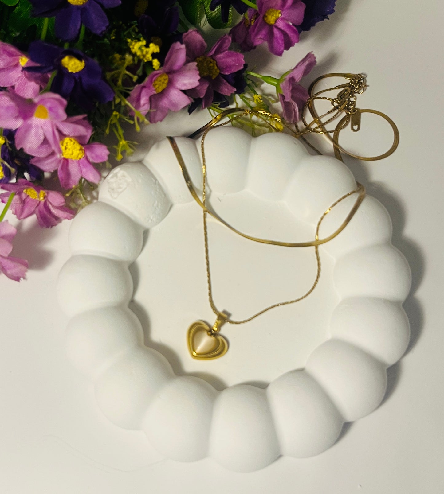 Double layer Heart Demi fine Necklace