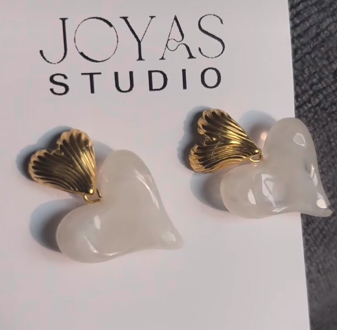 Anti Tarnish Golden Studs in Heart Shape Danglers