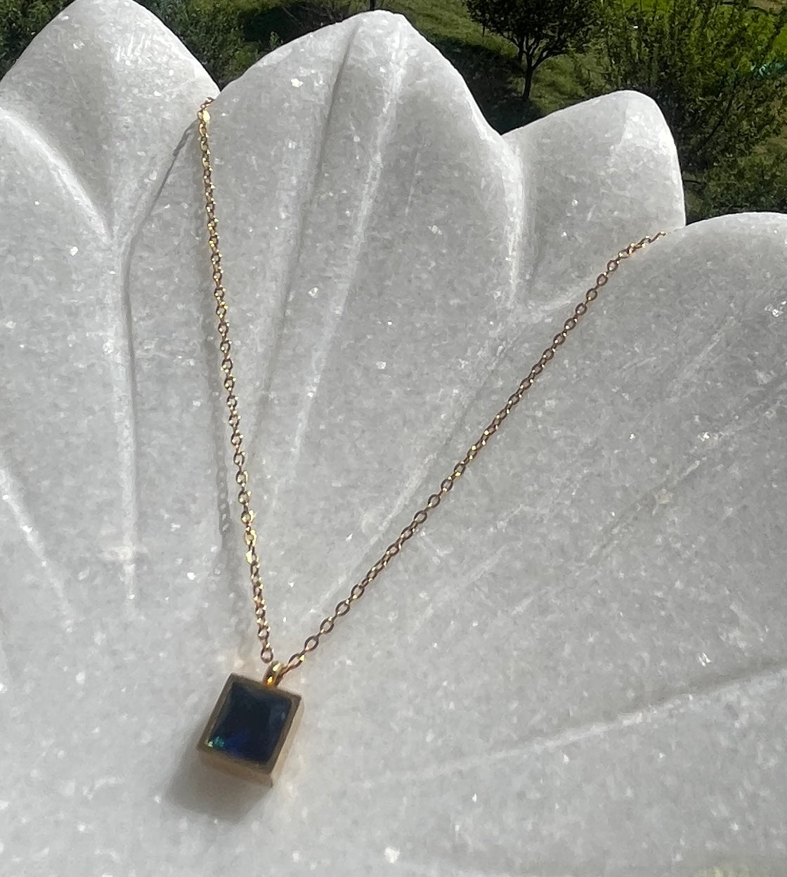 Gold Plated Minimal Black Locket Necklace