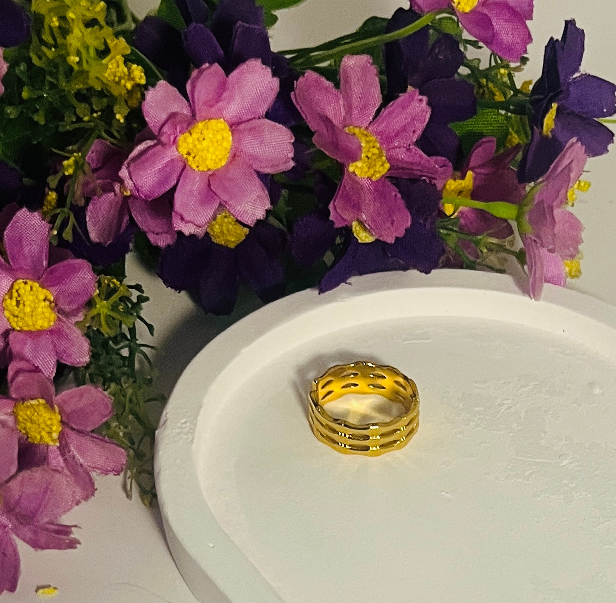 Anti Tarnish Adjustable Band Ring
