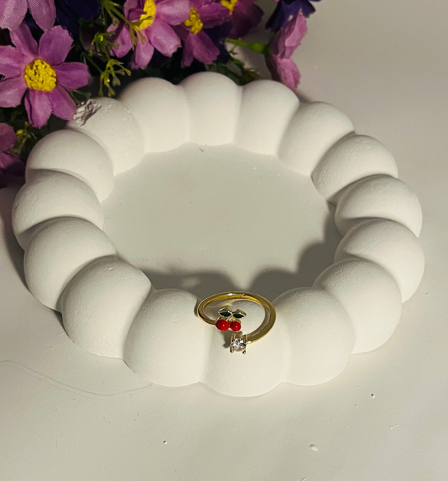 Cherry and Solitaire Ring