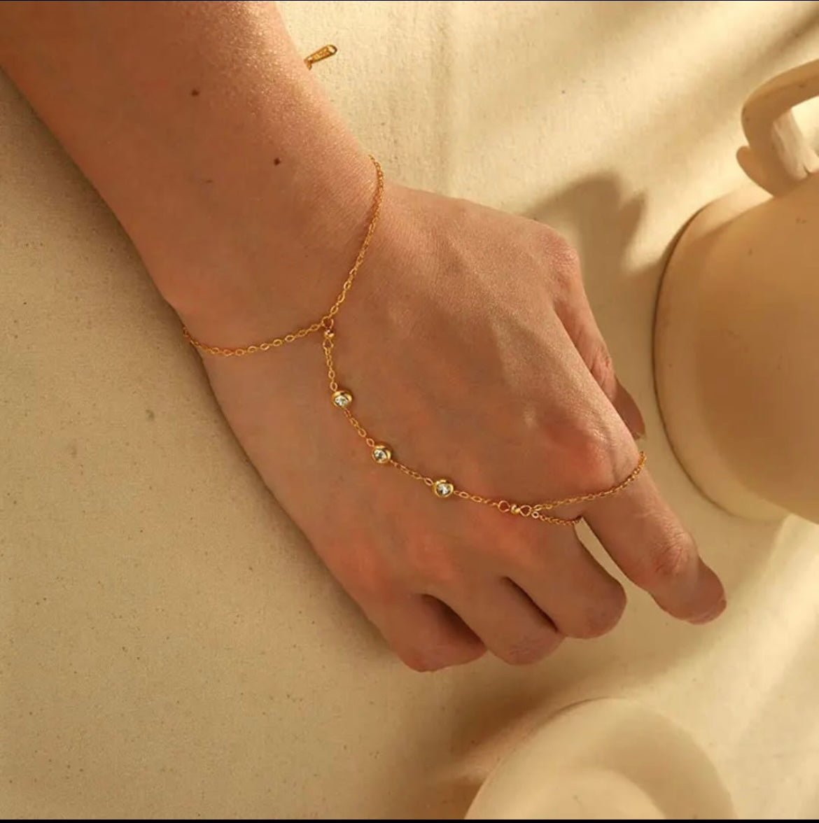 Anti Tarnish Gold Plated Multicolour Minimal Hathful Bracelet