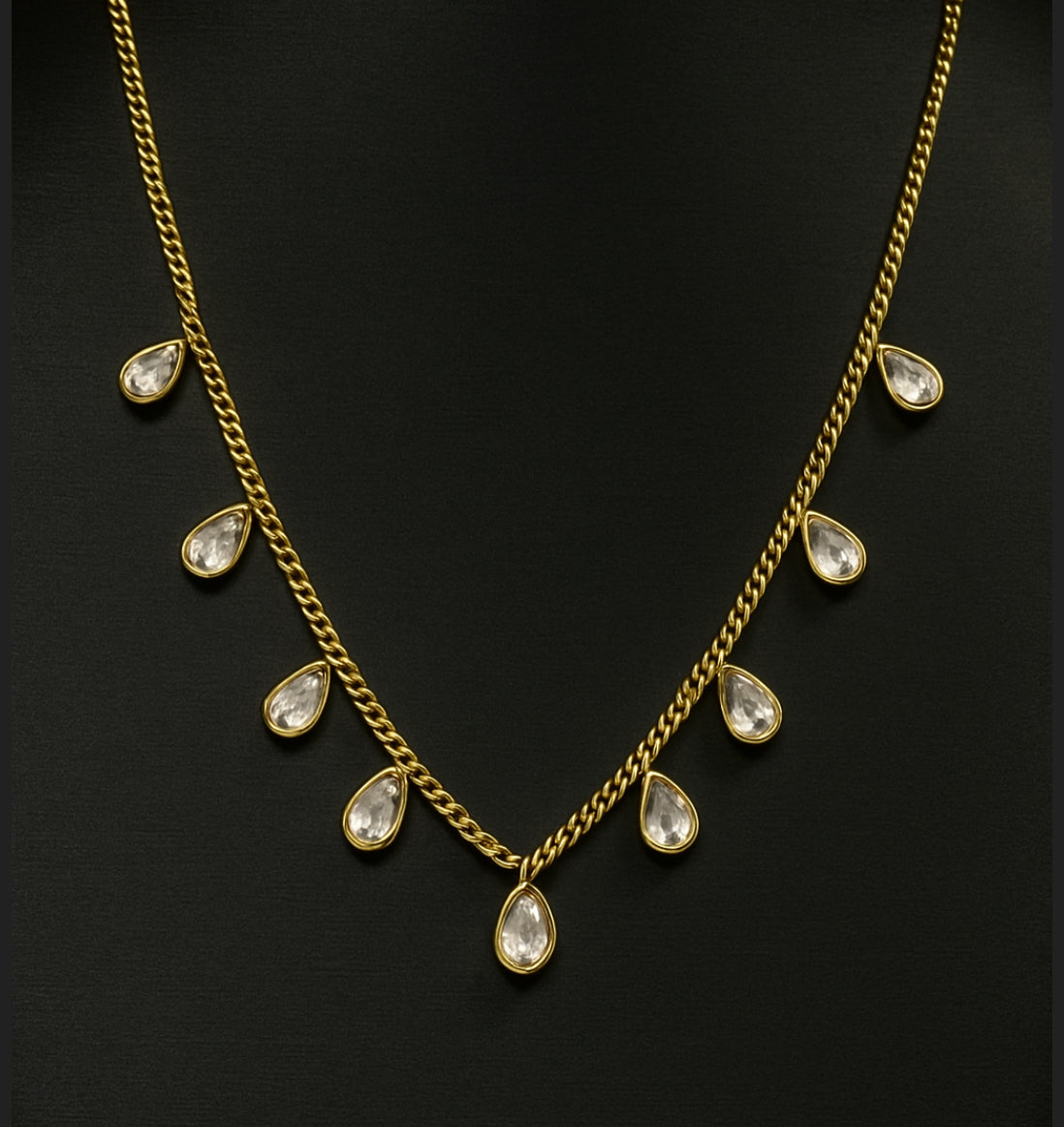 Anti Tarnish Gold Plated Necklace with Multi Gemstone Charms