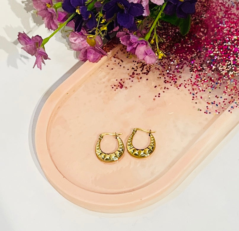 Anti-Tarnish Gold Plated Heart Hoop Earrings