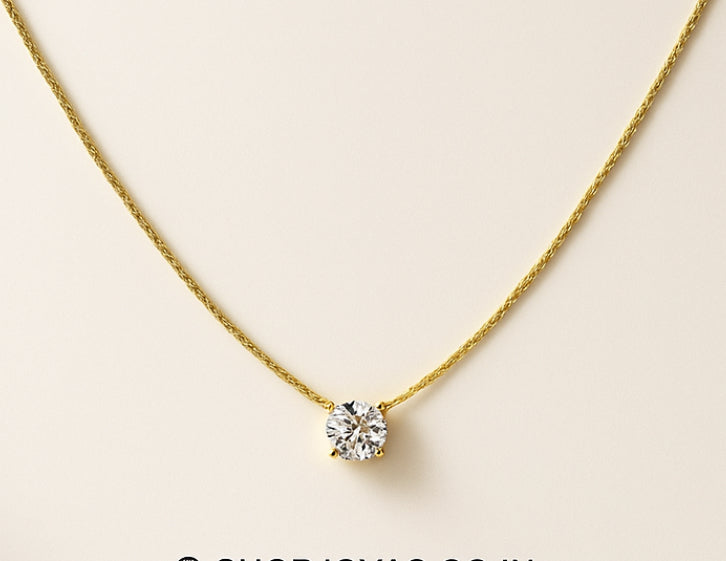 Minimalist Gold Chain with Clear Stone Pendant