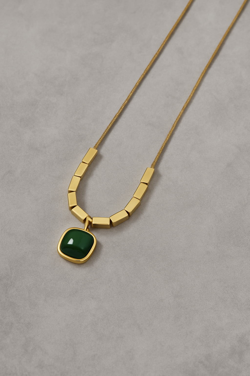 Anti Tarnish Gold Plated Necklace with Emeral Locket