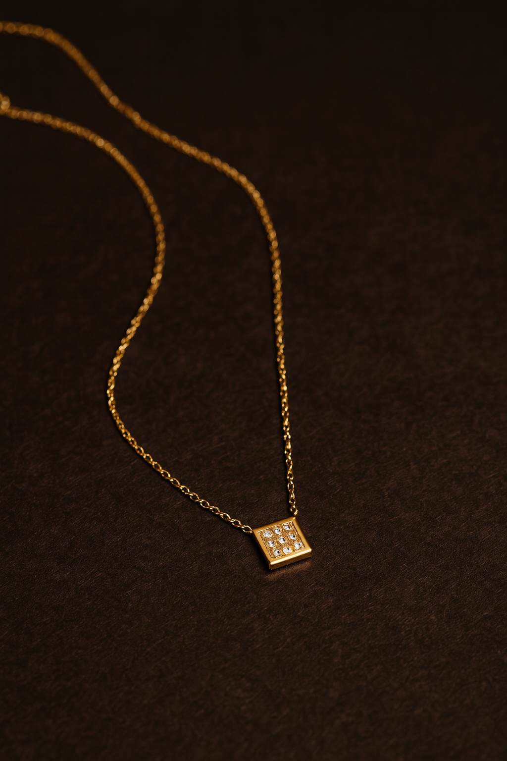 Geometric Pave Crystal Bar Gold-Tone Necklace