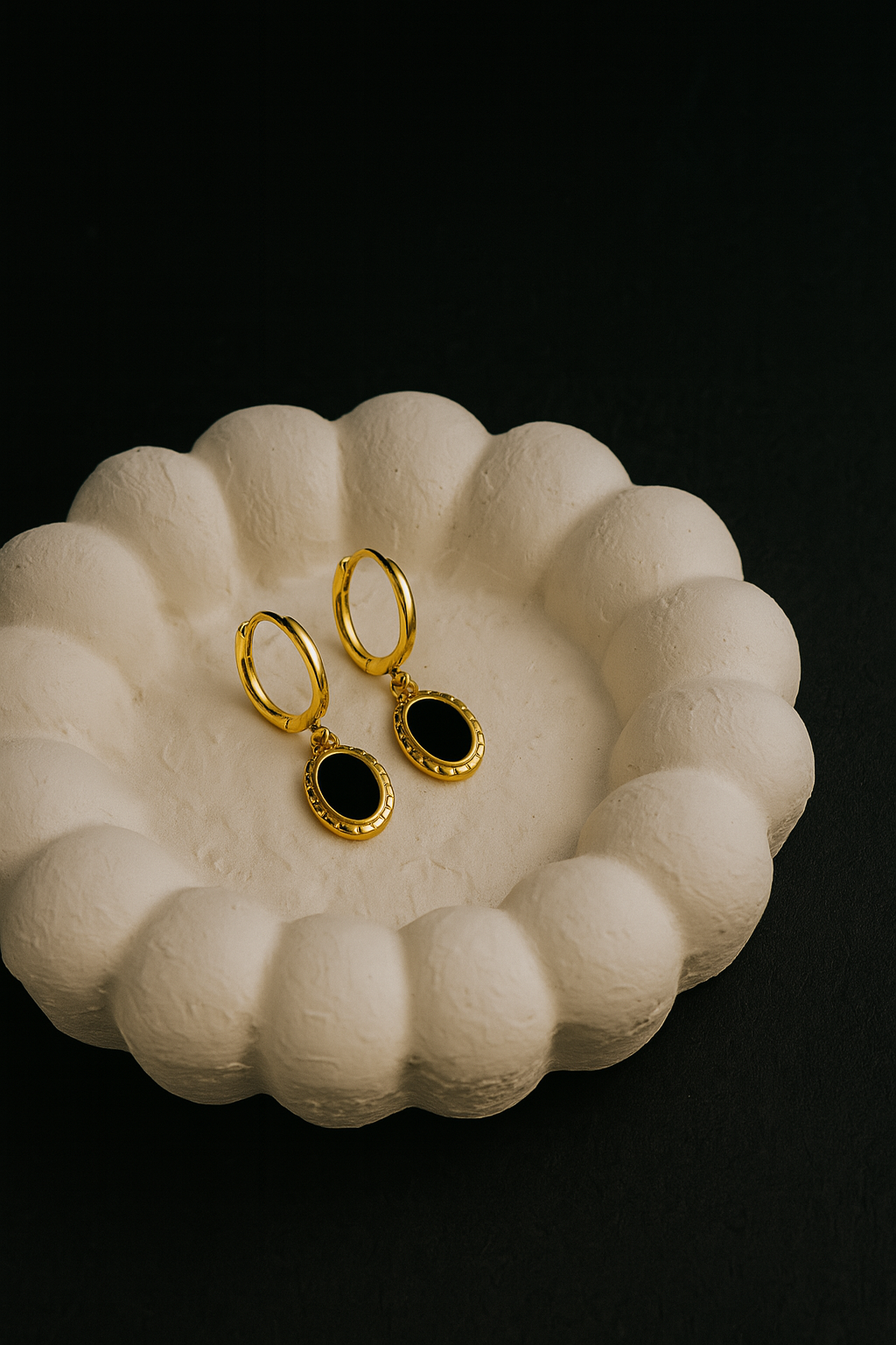 Anti Tarnish Black Hoop Dangler