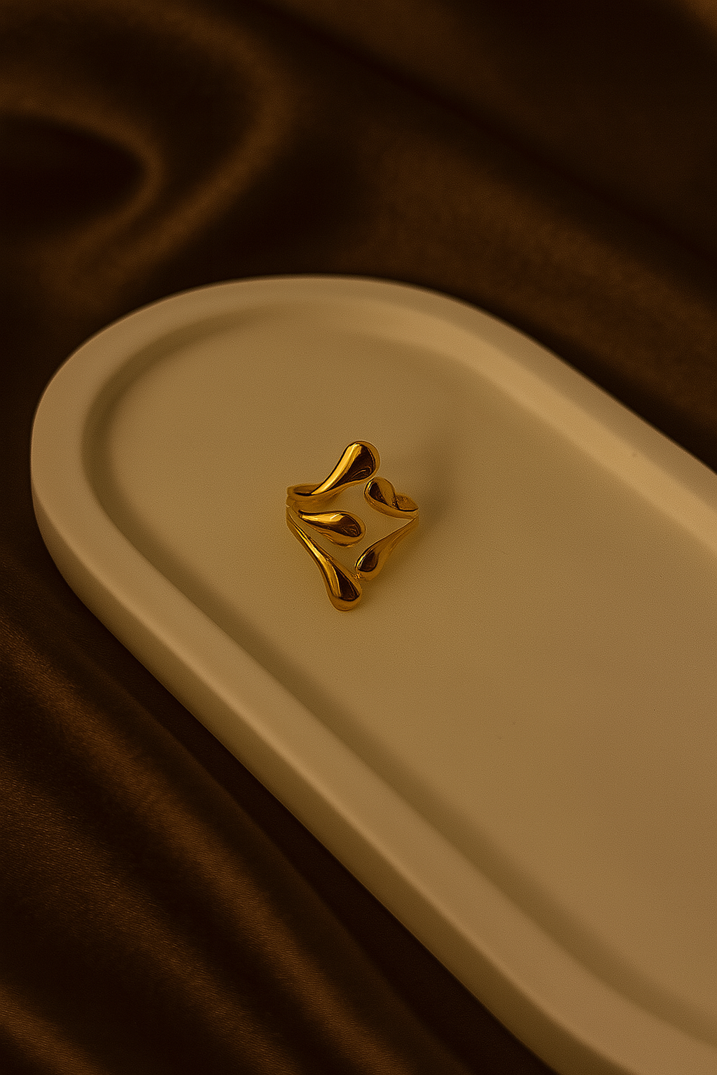 Anti Tarnish Golden Adjustable Chunky Ring
