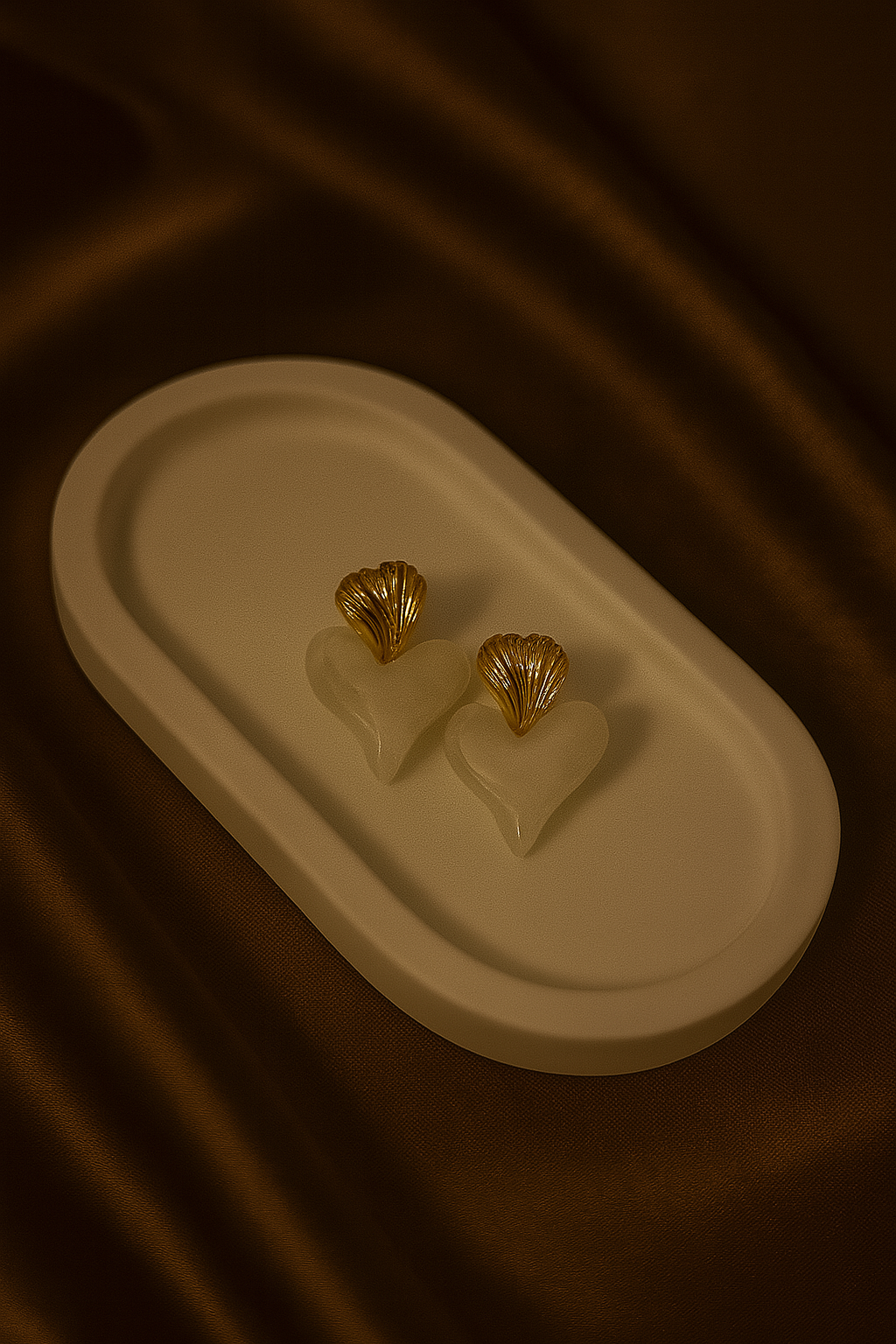 Anti Tarnish Golden Studs in Heart Shape Danglers