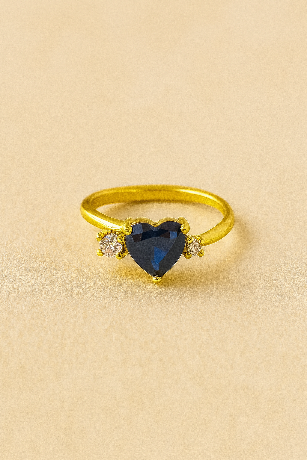 Blue Heart Gemstone Adjustable Ring
