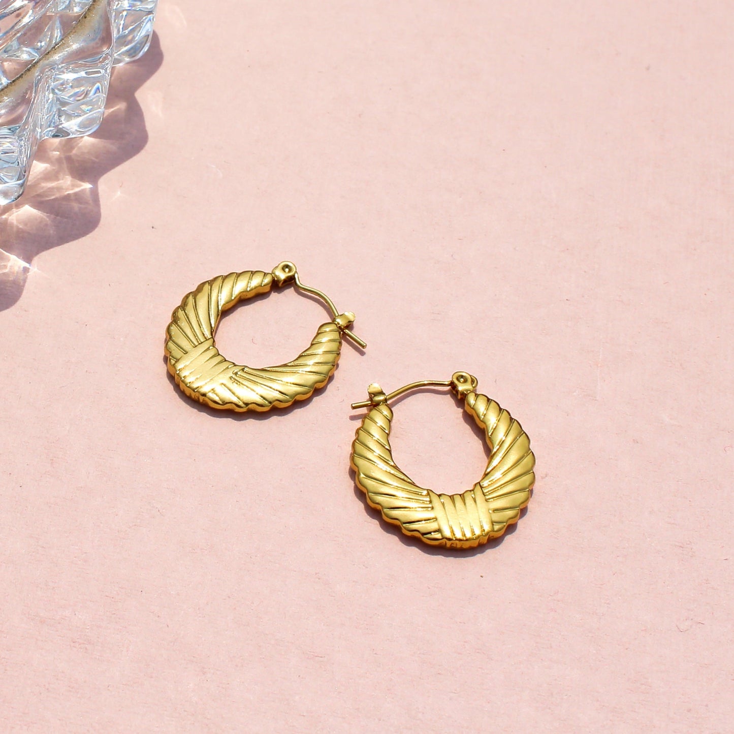 Anti-Tarnish Gold Plated Hoop Pattern Earrings