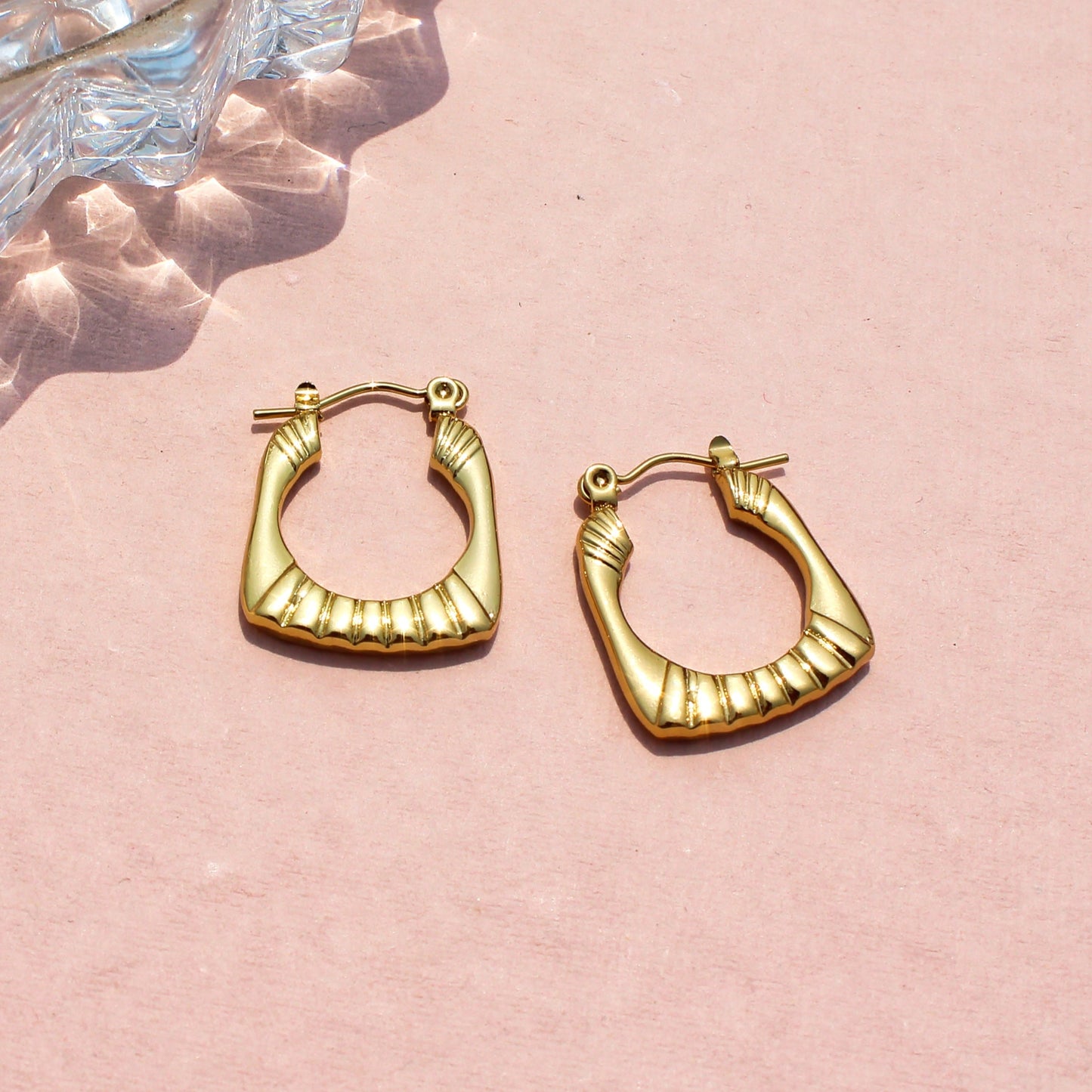 Anti-Tarnish Gold Plated Square Hoop Earrings