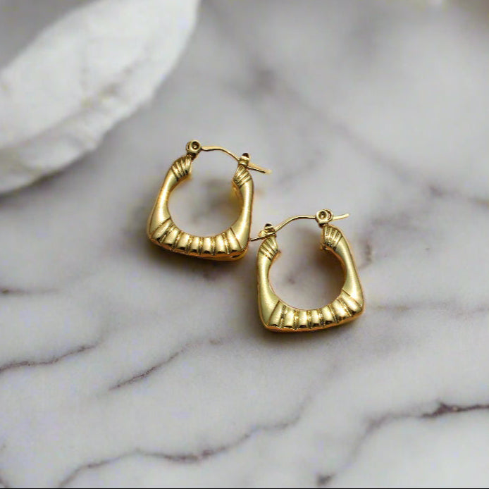 Anti-Tarnish Gold Plated Square Hoop Earrings
