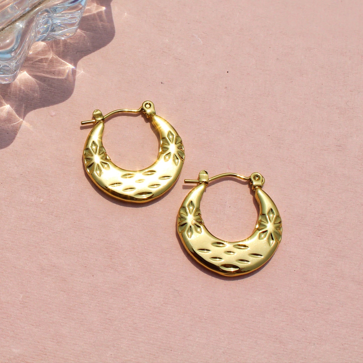 Anti-Tarnish Gold Plated Crescent Hoop Earrings