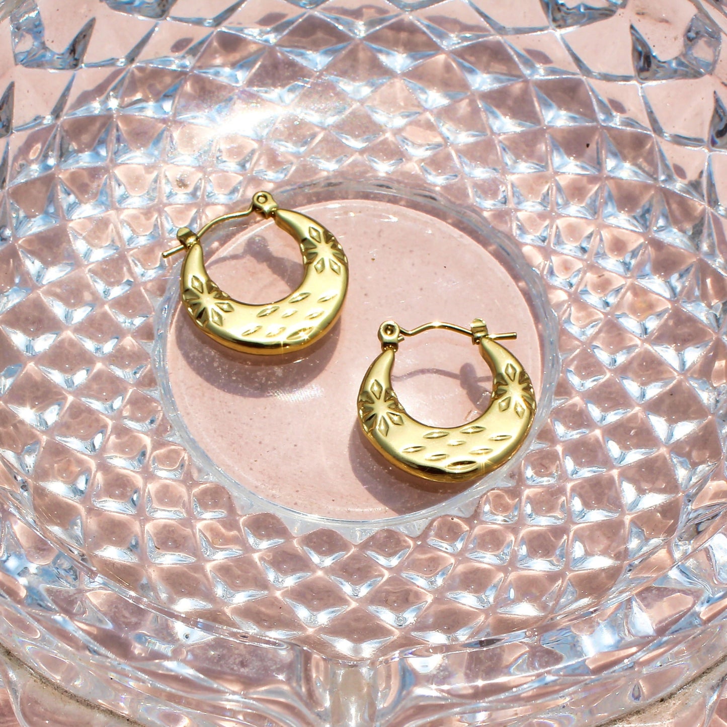 Anti-Tarnish Gold Plated Crescent Hoop Earrings