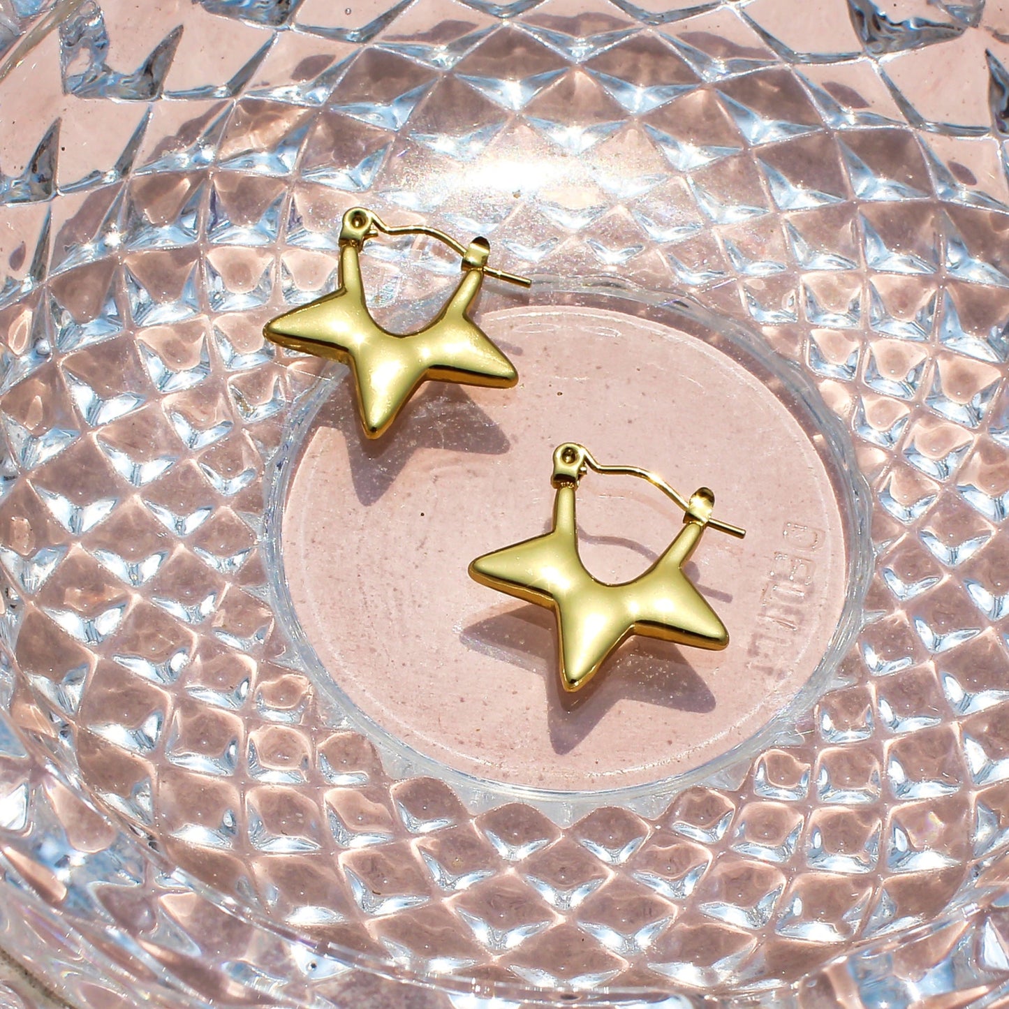 Anti-Tarnish Gold Plated Star Hoop Earrings