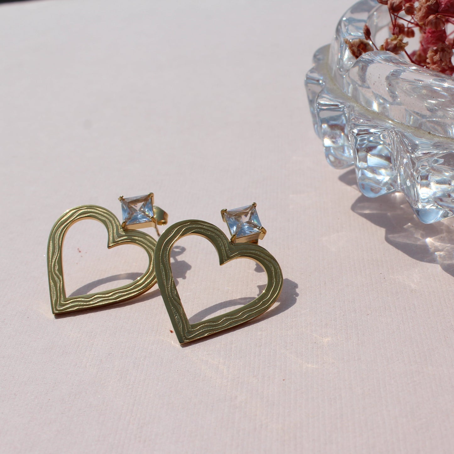 Anti-Tarnish Gold Plated Gemstone Heart Dangler