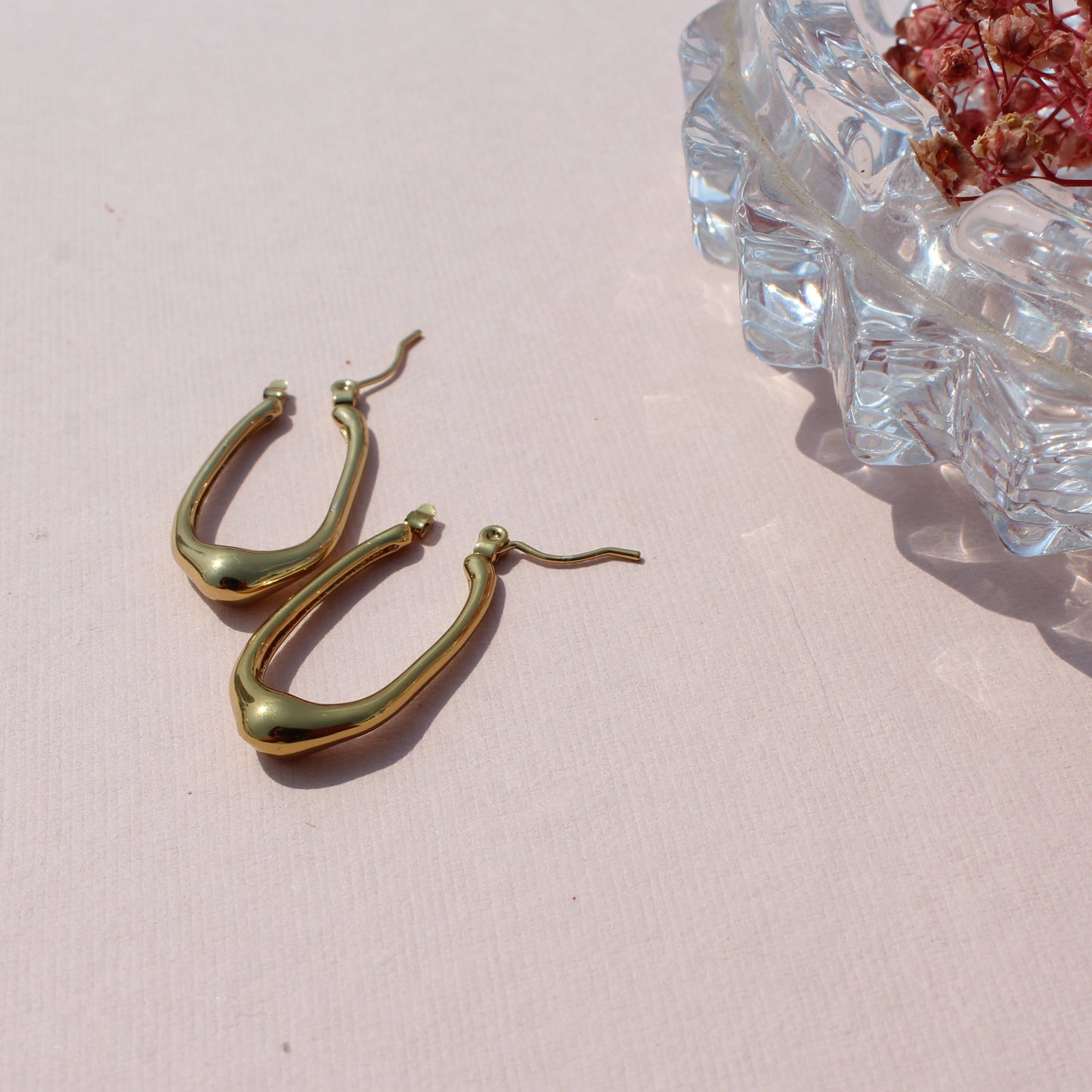 Anti-Tarnish Gold Plated Oval Hoop Earrings