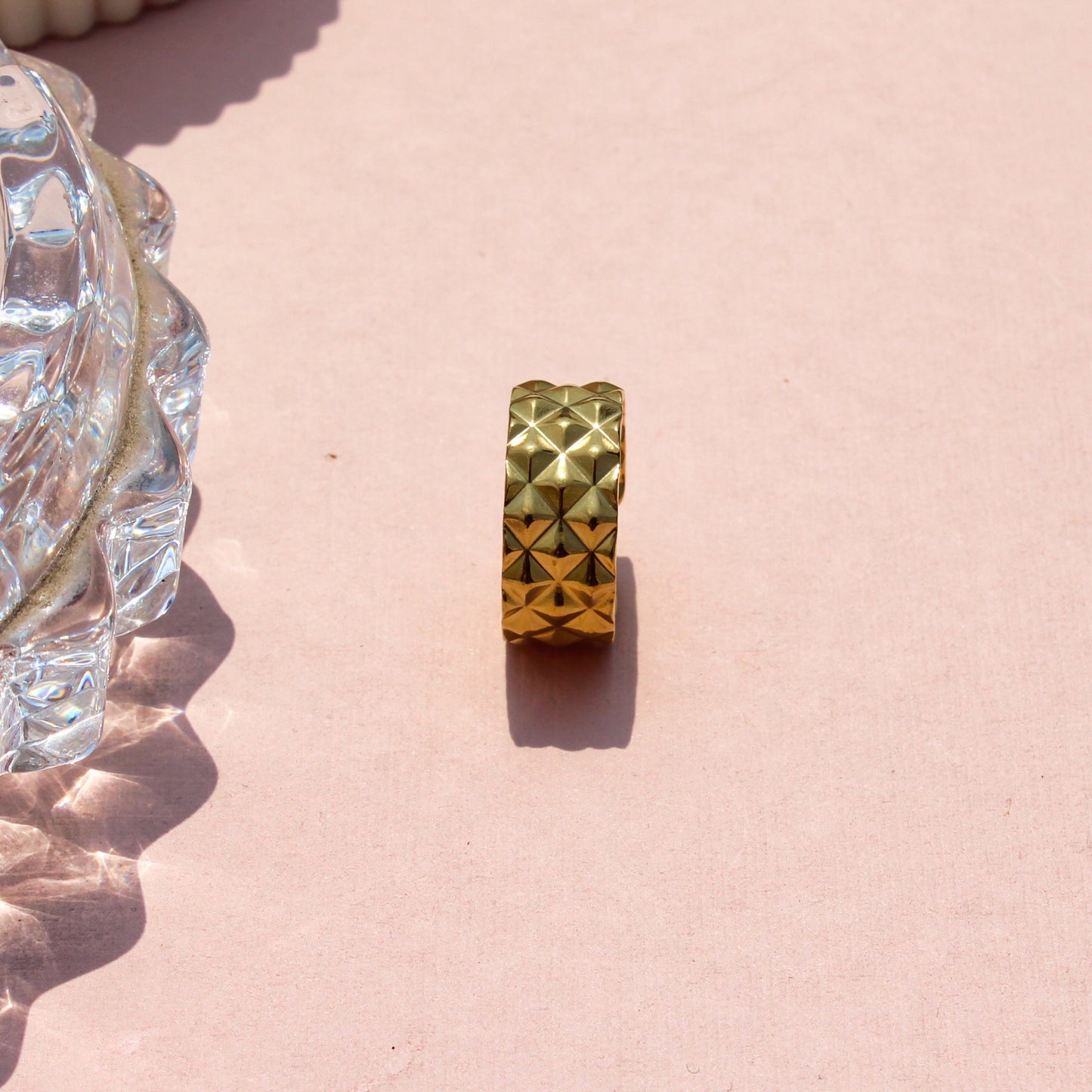 Anti-Tarnish Gold Plated Adjustable Triangle Pattern Ring