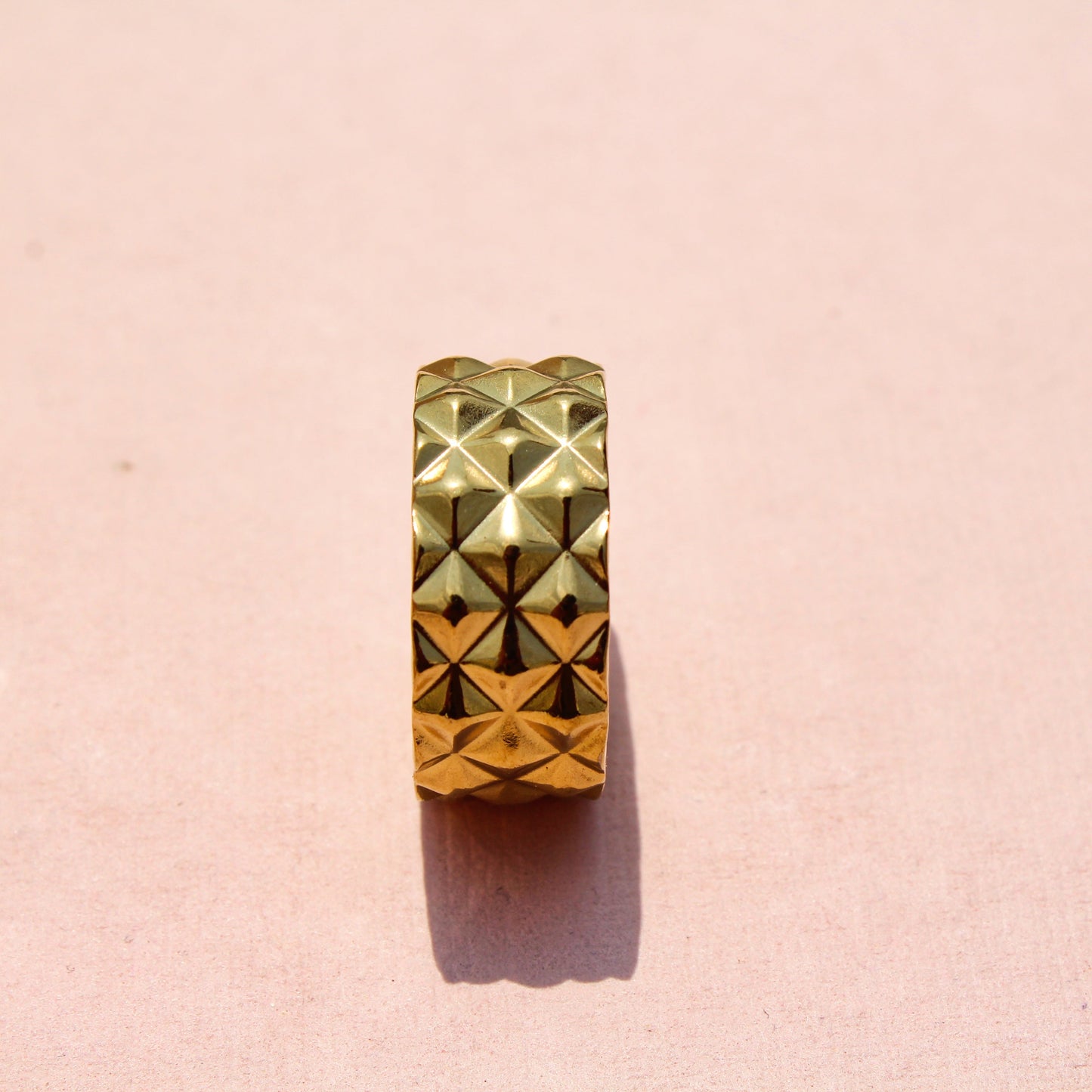 Anti-Tarnish Gold Plated Adjustable Triangle Pattern Ring