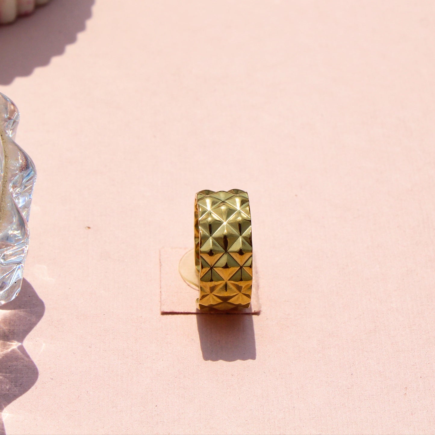 Anti-Tarnish Gold Plated Adjustable Triangle Pattern Ring