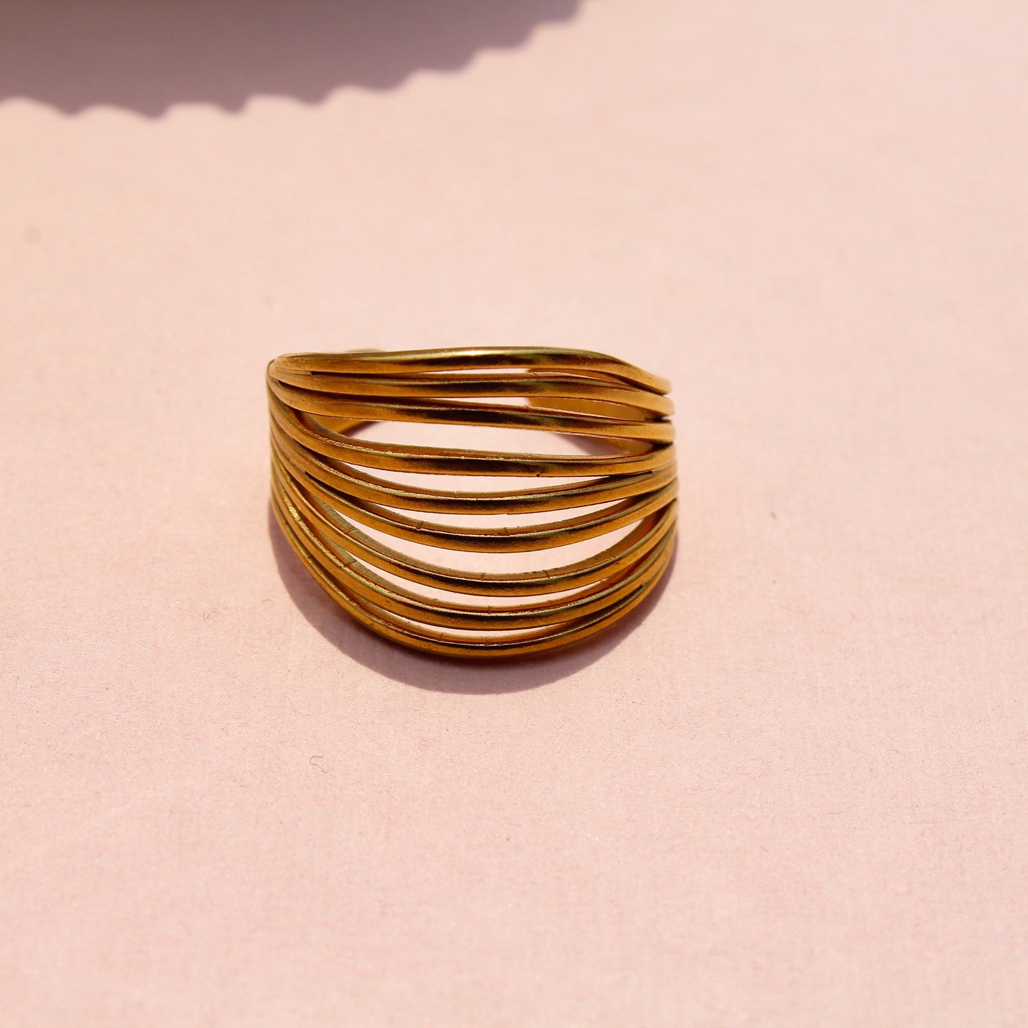 Anti-Tarnish Gold Plated Adjustable Multi Layer Band Ring