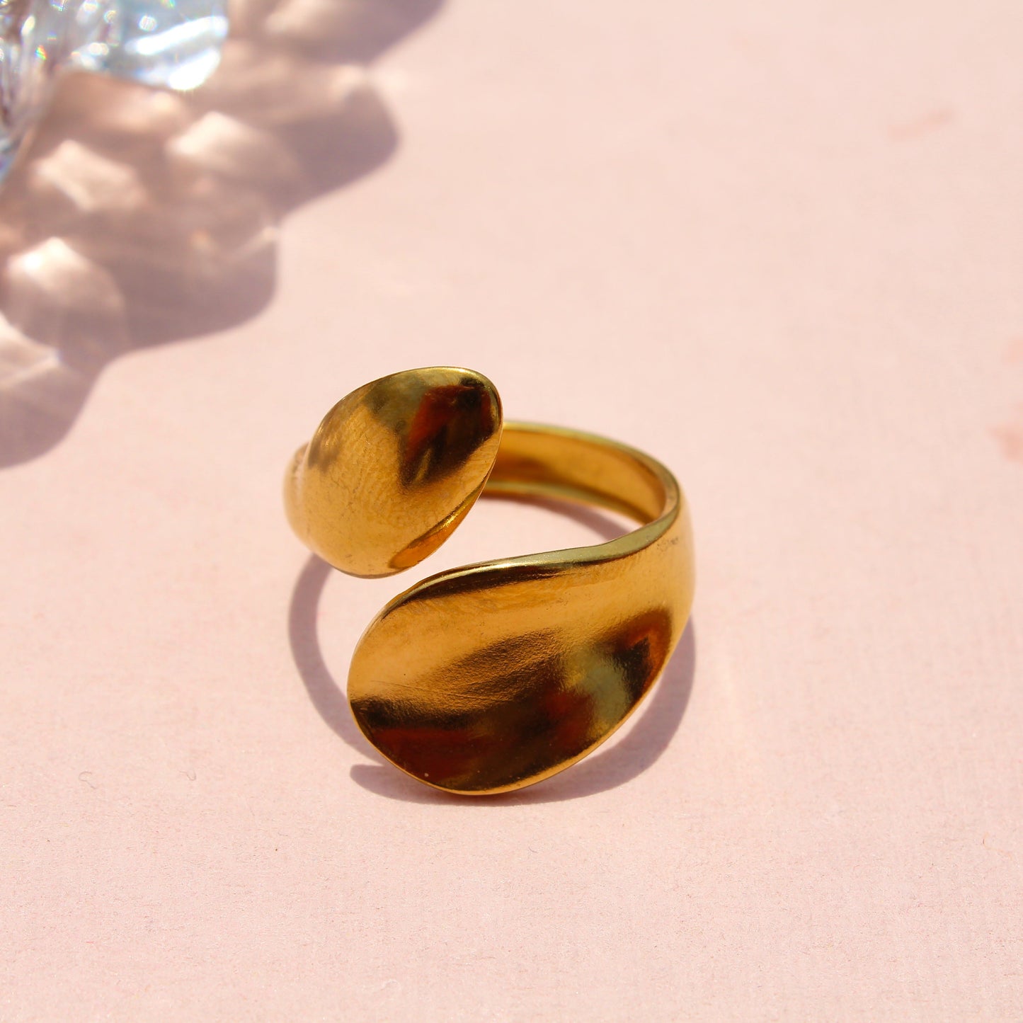 Anti-Tarnish Gold Plated Adjustable Band Ring - Lilly